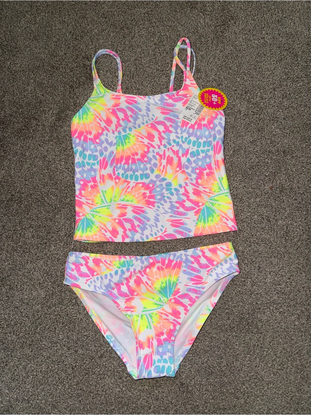 The Children's Place Neon Tie-Dye Tankini - Pink, Yellow, Green, Blue